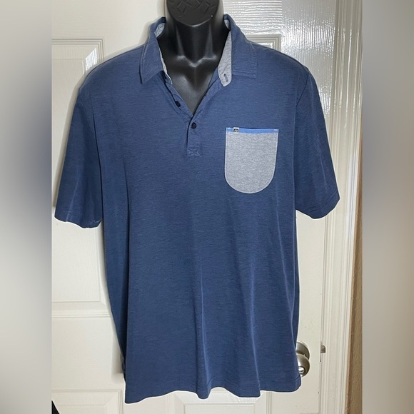 Travis Mathew Other - Travis Matthew Men's Polo Shirt Cyan Blue Pima Cotton Blend Size Large‌‌‌‌